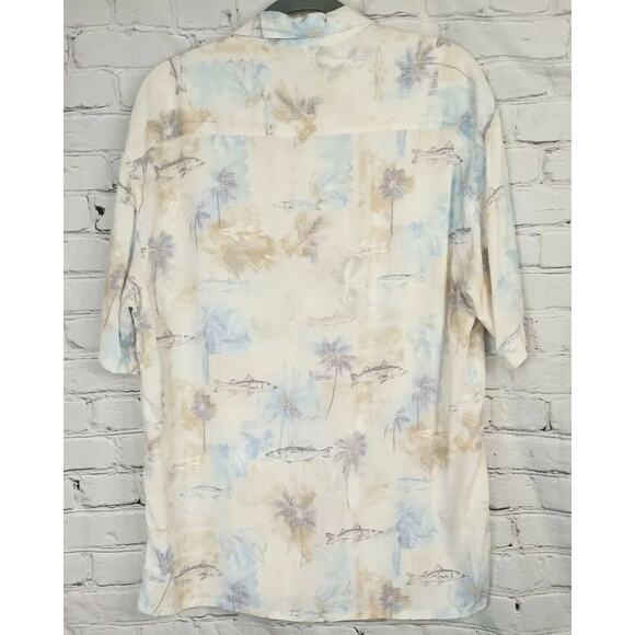 Campia Moda Hawaiian Button Up Shirt Palm Trees Fish Design Men’s Size XL - Picture 2 of 8